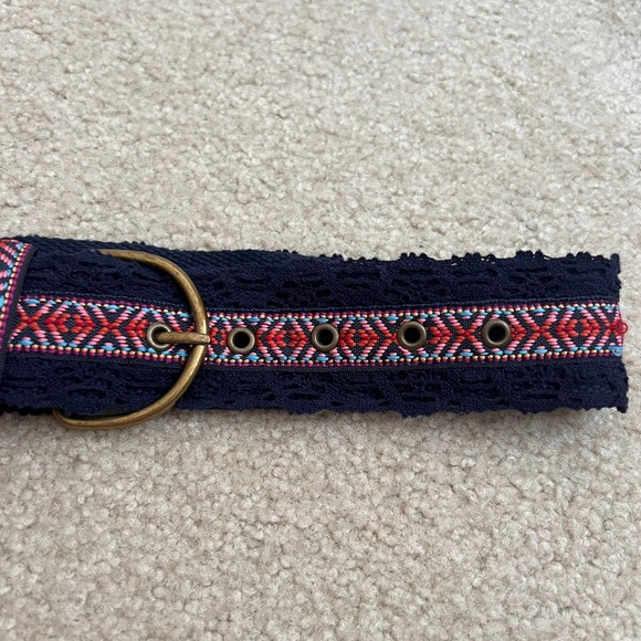 Woven‎ Belt Boho Hippie Festival Brass Buckle Accent Belt Size 1 - Picture 9 of 10